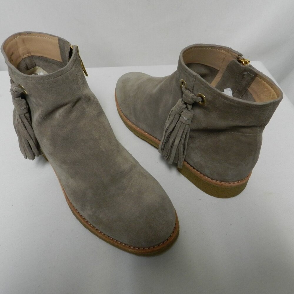 Kate Spade Bellamy Suede ankle boots booties w/tassel zip up Taupe NEW Size Sz 7